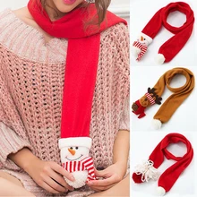 Детские шерстяные шарфы для студентов, Санта Клаус, лось, снеговик с шарфом, кукольные шарфы, милый Рождественский подарок, милый детский шарф на шею