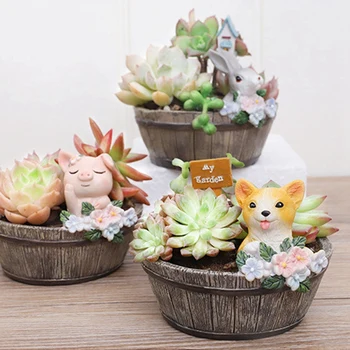 

BEAU-American Country Resin Fleshy Flower Pot Plant Landscape Flower Pot Flower Garden Decoration