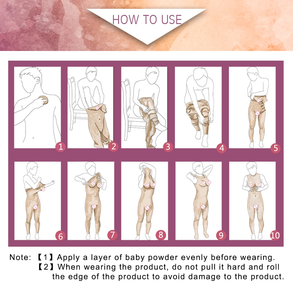 Eyung Artificial Breast Forms Fake Silicone Boobs Vagina Breast Bodysuit  for Crossdresser Drag Queen Transgender Sissy Cosplay (9)