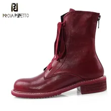 Prova Perfetto Brand Design Women Boots Genuine Leather Short Boots Women Leisure Fashion Runway Show Women Shoes Winter Boots