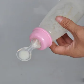 

240ML Baby Training Milk Bottle Squeeze Spoon Food Supplement Bottle Rice Paste Cereal PP Safety New Children Spoon Feeding
