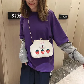 

Fashion Woolen Cute Ladies Clip Bag Women Chic Messenger Bags Brand Designer Chain Crossbody Shoulder Bag Daily Clutch Purse