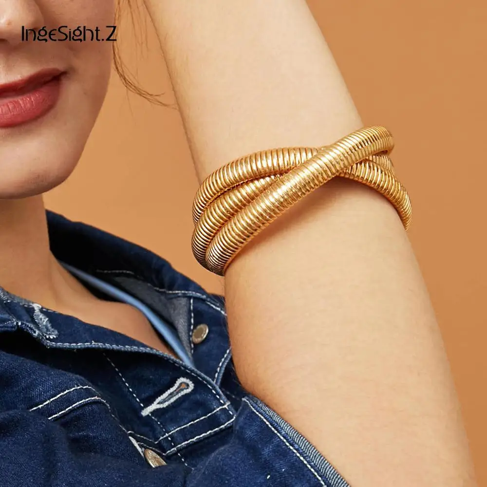 Женский многослойный браслет IngeSight.Z Упругие Браслеты золотистого цвета в стиле