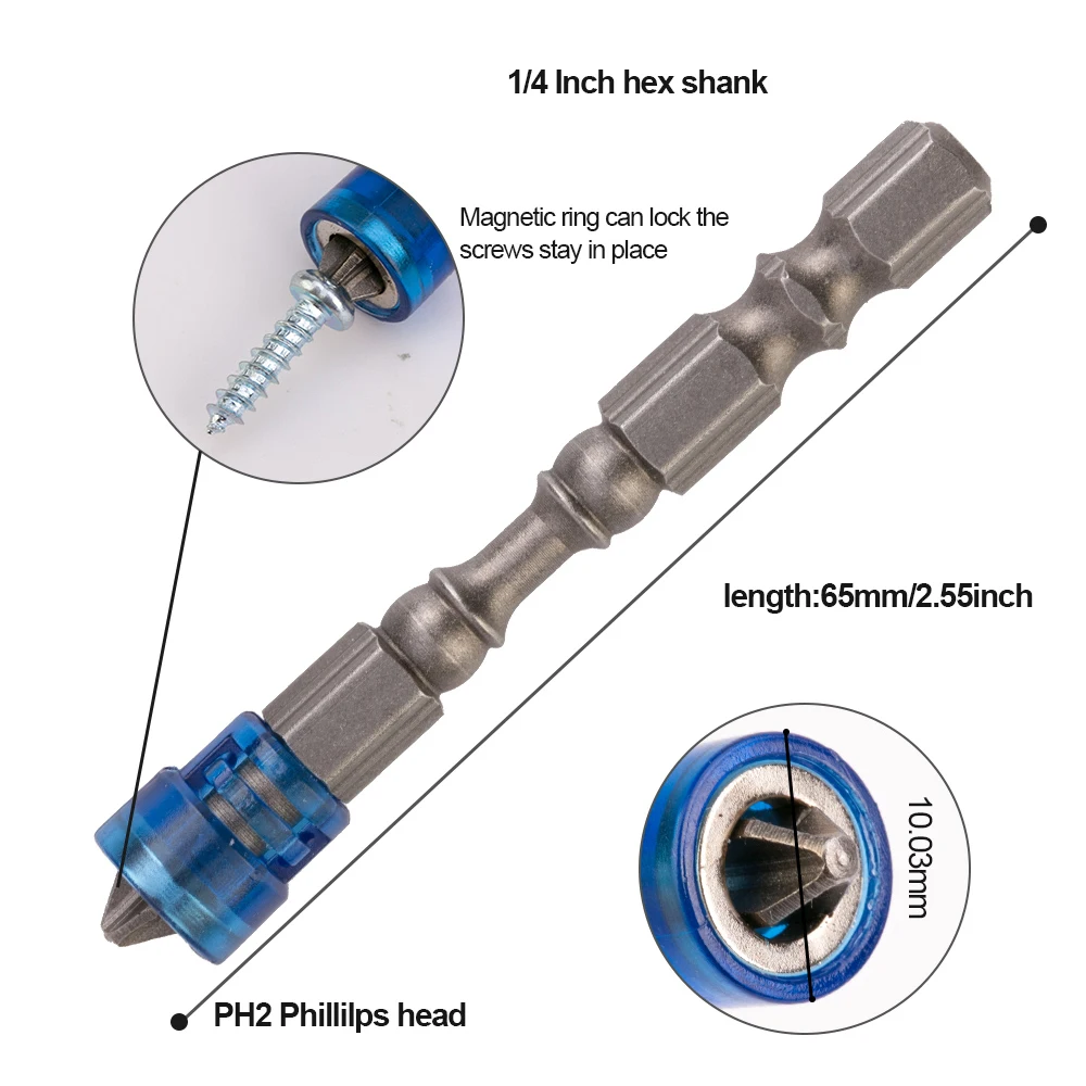 Одинарная/двойная головка 65 мм магнитный Драйвер набор сверл отвертка бит Противоскользящий шестигранный S2 PH2 электрический отвертка набор для электроинструментов