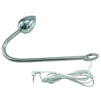 Metal Anal Hook Electric Shock Butt Plug with Close Ring Prostate Massage Sex Toy For Men Women Gay Stainless Steel Anus Dilator 5