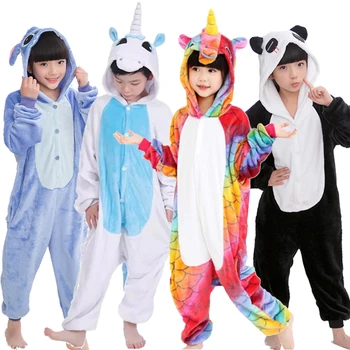 

Baby Boys Girls Pajamas Unicorn Winter Children Flannel Warm Animal Penguin Stitch panda Onesie Sleepwear Totoro Pajams for Kids