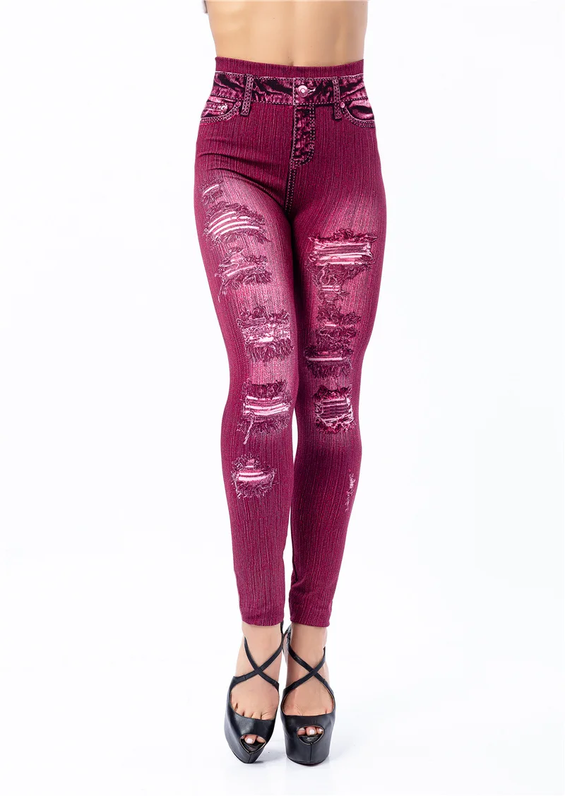 leggins Sexy Women Elastic Shaping Pants High Waist Fitness Sports Leggings Faux Denim Jeans Gym Workout Running Slim Push Up Trousers seasum leggings