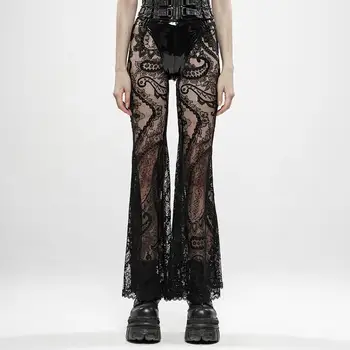 

PUNK RAVE Gothic Paisley pattern lace transparent trousers Visual kei,large trumpet Foot mouth design WK397