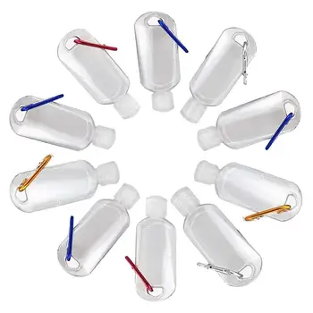 

10pcs 30/50ml Keychain Empty Bottles Leakproof Squeeze Bottles With Flip Cap Portable Refillable Containers For Shampoo Lotion