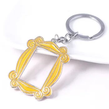 

Friends TV Show Peephole Frame Key Chains Yellow Keyring Classic Stainless Steel Jewelry BFF Christmas Gift Keychain Wholesale