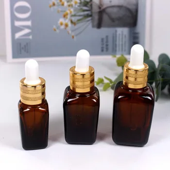 

10ml 20ml 30ml 50ml100ml Brown Glass Square Dropper Bottle Cosmetic Essential Oil Packaging Container