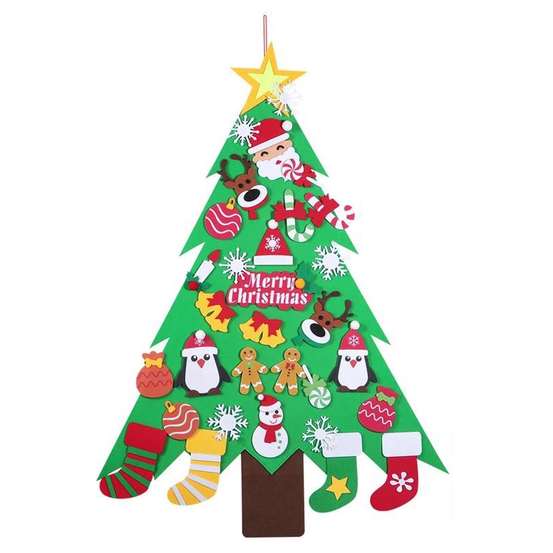 New-Felt Christmas Tree for Kids 95cm Diy Christmas Tree with Toddlers 32Pcs Ornaments for Children Xmas Gifts Hanging Home Door