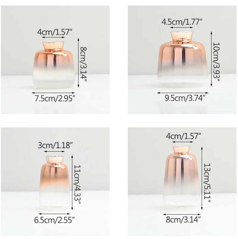 Скандинавское розовое золото, градиентная стеклянная ваза, Минималистичная сушеная Цветочная ваза, украшение стола, украшение для дома