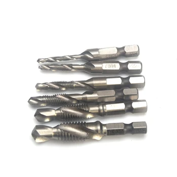 

6pcs Tile Ceramic Durable Woodworking Tools Drill Bits Compound Tap Hexagon Handle Coated Multifunctional Shank 3 In 1 Hole Saw