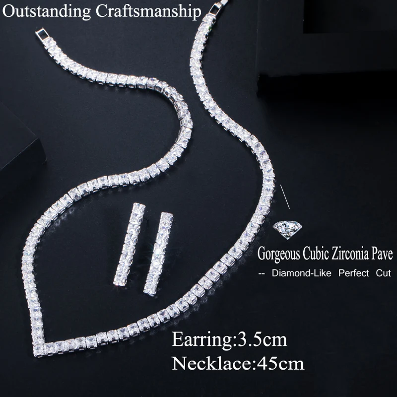 CWWZircons Cubic Zirconia Pave Yellow Gold Color Women Party Choker Necklace and Earring Brides Jewelry Set T421 Bridal Jewelry Sets Crystal Jewelry Sets Earring Ring Sets