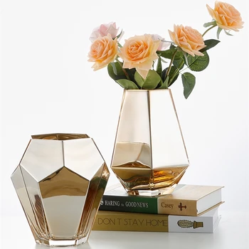 

Nordic Gold Glass Vase Decoration Home Living Room Bedroom Dried Insert Hydroponic Flower Vase Wedding Table Decor Festival Gift