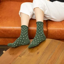 Осенне-зимние однотонные кавайные носки в горошек для женщин, Японский Корейский стиль, уличная мода, забавные хлопковые носки для женщин 120902