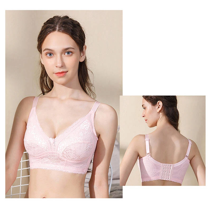 Women's Full Coverage Lace Wireless Non Padded Cotton Bra Plus Size 32 34 36 38 40 42 44 B C D E F G