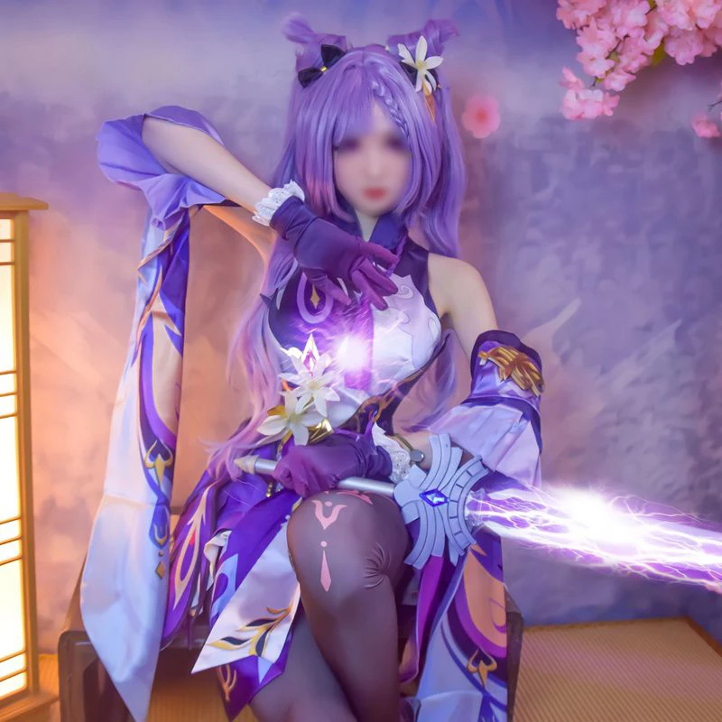 

Game Genshin Impact Keqing Cosplay Costumes Ke Qing Women Dress Cosplay Clothes Complete Full Set for Halloween Christmas Party