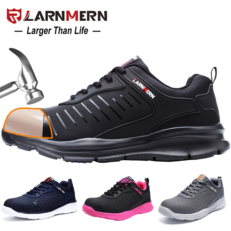 LARNMERN Men's Safety Shoes Work Shoe Steel Toe Comfortable Lightweight Breathable Anti-smashing Anti-puncture Construction Shoe