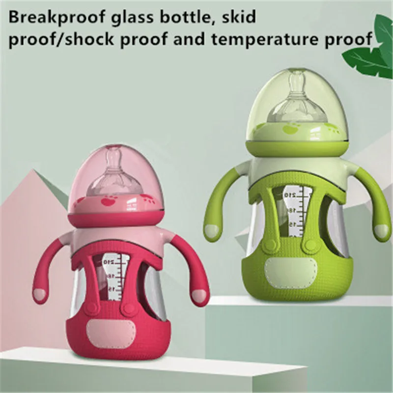 New 240ML Glass Baby Bottle Newborn Baby Bottles Silicone Fully Automatic Feeding and Care  Baby Feeding Bottle
