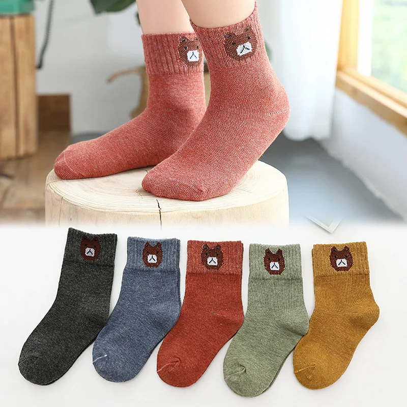 B male 5 Pairs Of Children's Cotton Socks Cute Animal Series Children's Socks Cotton Autumn And Winter Socks Men And Women Baby Socks - Цвет: B male