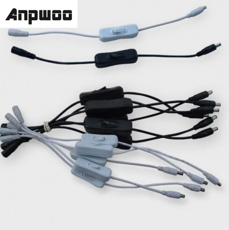 ANPWOO interruptor corriente continua de CC de 5,5X2,1mm conector de alimentación macho a hembra adaptador negro DC5-24V