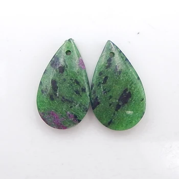 

Semi-precious stones Natural Gemstone Ruby and zoisite,Fashion gemstone earring jewelry 22x13x5mm，4.8g