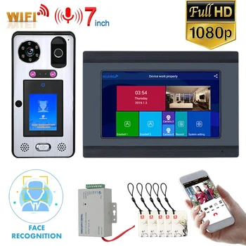 

Mountainone 7 inch Wifi Wireless Face Recognition Fingerprint IC Video Doorbell Intercom System Support Mobile phone Unlock