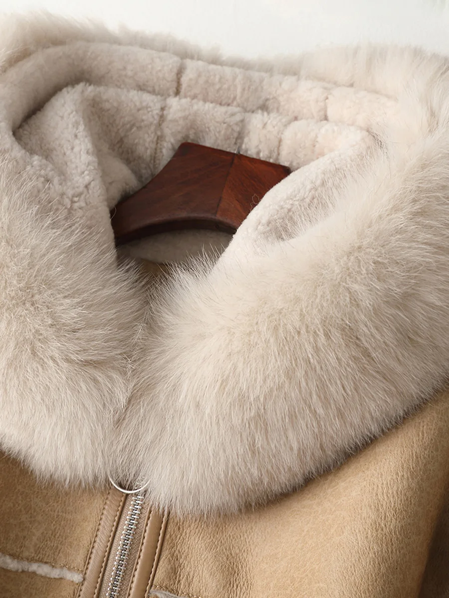 Женское пальто из натурального меха, Зимняя шерстяная куртка, женская одежда, винтажное пальто из натурального меха, двойные топы, Manteau Femme 0903007