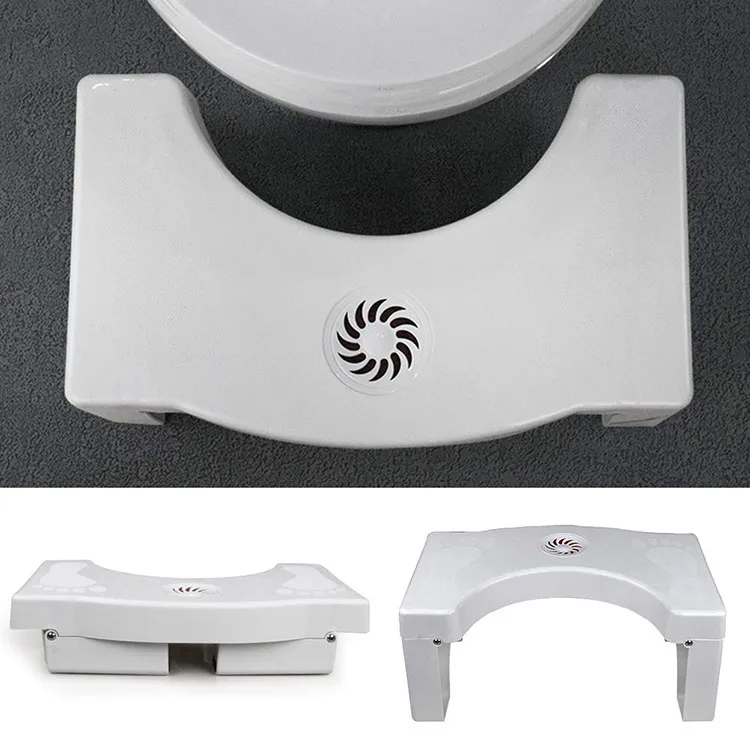

U-Shaped Foldable Squatty Potty Toilet Stool with Slip-resistant Pad Plastic Bathroom Foot seat