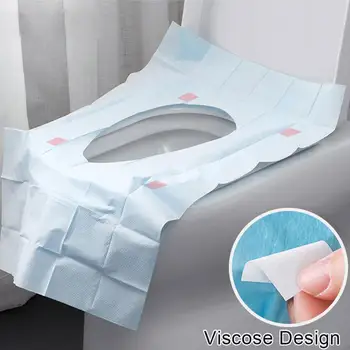 

50pcs Disposable Paper Toilet Seat Cover Protector Camping Travel Hygienic Toilet Mat Pad Cushion Bathroom Supplies Set