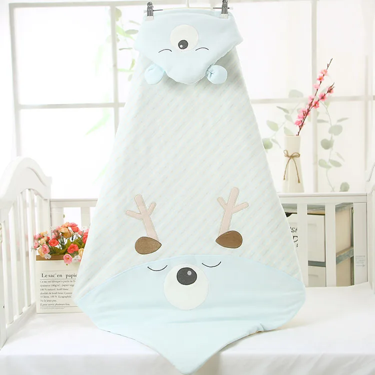Мягкий спальный мешок для младенцев, Хлопковое одеяло для новорожденных мальчиков и девочек, мультяшное одеяло, детские покрывала, детский спальный мешок - Цвет: Blue