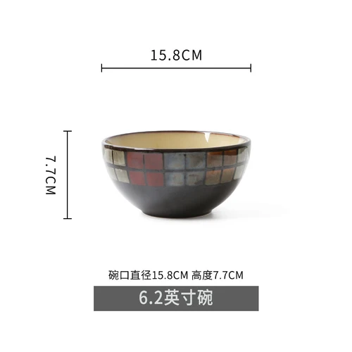 Японская креативная Ретро Керамика чаша 6-дюймовый общежития чаша домашний декор пузырь супница салат Bowl Ramen чаша миска для каши - Цвет: 04