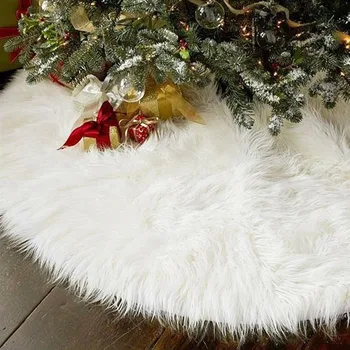 

78cm/120cm Pure White Christmas Tree Skirt Long Plush Fur Christmas Decorations for Home Hotel Navidad 2019 New Year Natal Xsmas