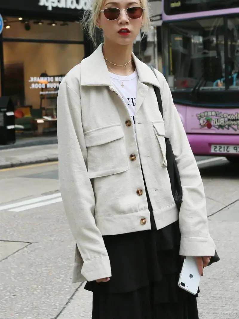 

Coat Women's Spring And Autumn 2019 Spring Popular Korean-style Loose Cotton Linen Short Casual Spring Thin Versatile Jacket Fas