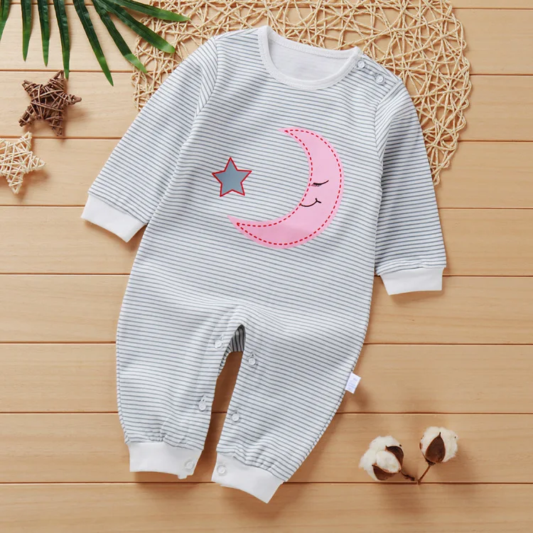 

Infants Pure Cotton Crawling Clothes Spring And Summer New Style 0-2-Year-Old Cartoon Moon Pure Cotton Infants Onesie Romper