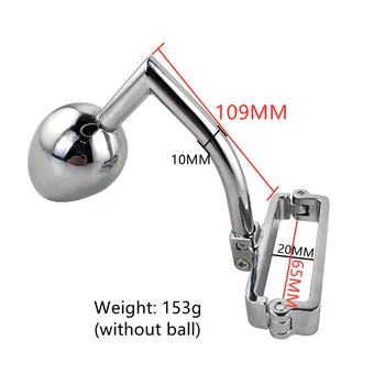 Male Metal ball stretcher scrotum anal beads butt hook penis lock bondage ring fetish pendant weight BDSM sex toy for man 5