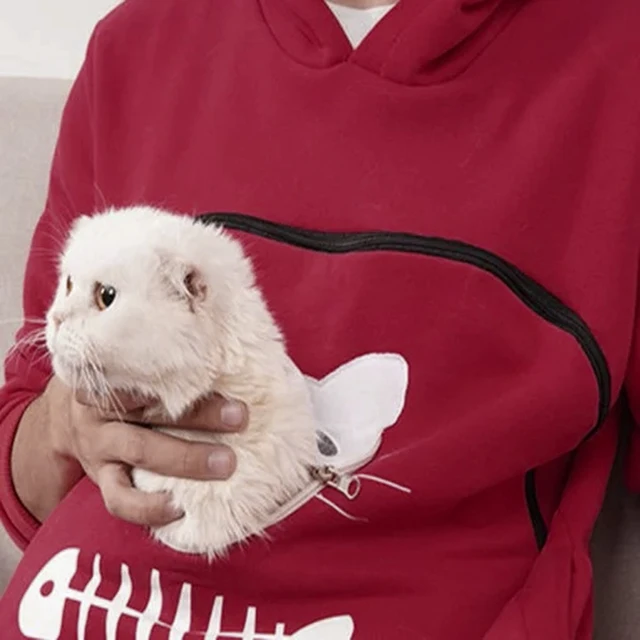 Felpa Con Marsupio Per Cani E Gatti – Tascone Frontale, In Pile Morbido, Taglie Forti Fino A XXL
