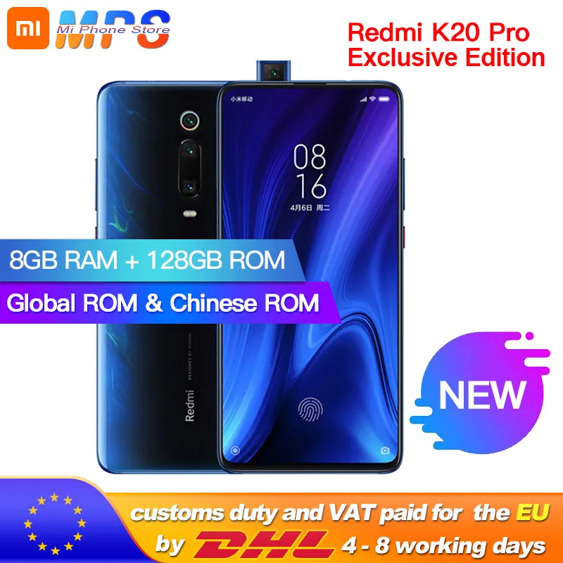 

Global ROM Xiaomi Redmi K20 Pro 8GB 128GB Exclusive Edition Phone Snapdragon 855 plus Octa Core 4000mAh 48MP Cameras 6.39''