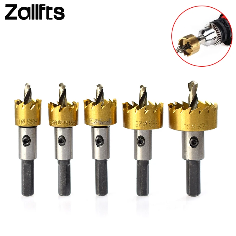 

5 Pcs Carbide Tip HSS Drill Bit Saw Set Metal Wood Drilling Hole Cut Tool for Installing Locks 16/18.5/20/25/30mm