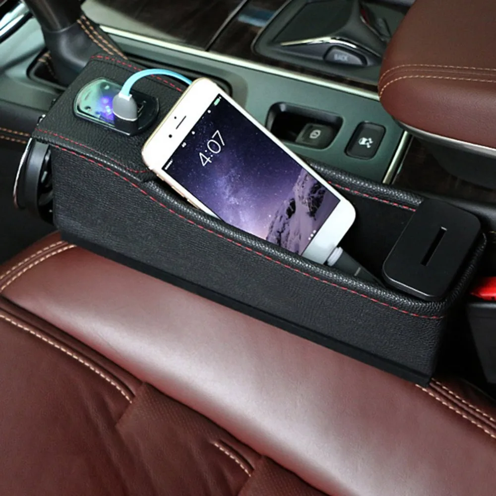 Автомобильная многофункциональная коробка для хранения Usb с зарядным ящиком для хранения, стеганый держатель для чашки Профессиональный и практичный