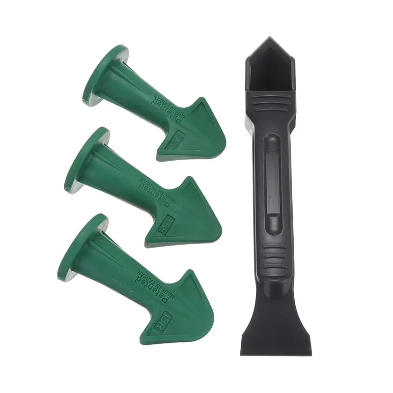 4pcs Reusable Caulk Nozzles Scraper Set Plastic Sealing Caulking Sealant Tools Kit Rubber Trowel Nozzle For Floor Finishing