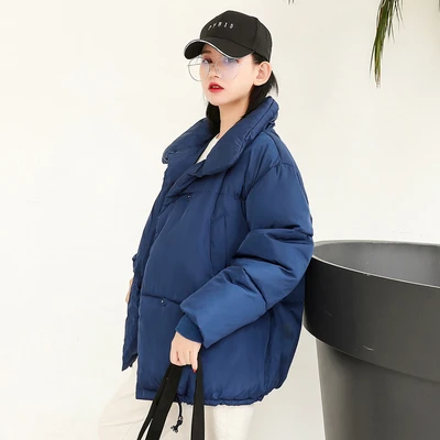 ZURICHOUSE/осенне-зимняя куртка для женщин, пальто, модная женская зимняя куртка-стойка, Женская парка, Теплое повседневное пальто большого размера - Цвет: Blue