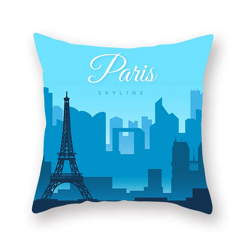 Pillow Cushion Cover Romantic Paris Eiffel Tower Pillow Cover Pink Blue Valentine Romance Cartoon Throw Pillow Cover Sofa Couch - Цвет: BD75-7