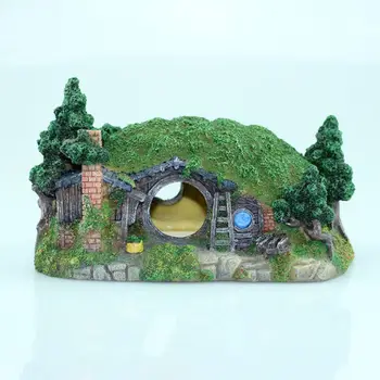 

Aquarium Decorations Fish Hideout House Betta Cave with Green Lifelike Moss PXPC