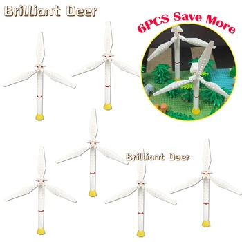 

6 Pieces DIY Windmill Bricks Kids Toys new energy wind power station Compatible moc Forest Bush Flower Plants Building Blocks