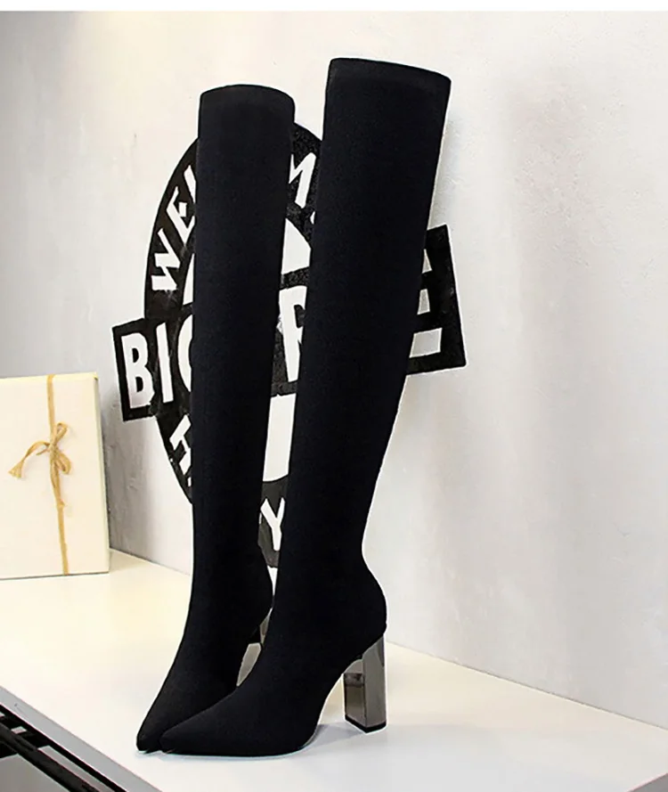 Bigtree Shoes New Over-the-knee Boots Women Slim Thigh High Boots High Heels Sexy Women High Boots Women Shoes Knee-high Boots