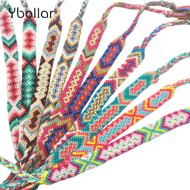 10pcs/lot Assorted Bohemian Friendship Bracelet Braided Thread Cord Weave Woven Women Men Handmade Ethnic Bracelets NO.11-20 | Украшения и