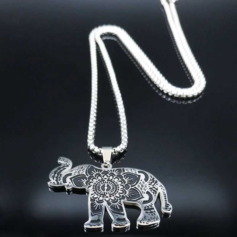 Модный браслет-цепочка из нержавеющей стали с эмалью в виде слона, женское длинное ожерелье серебряного цвета, ювелирные изделия, bisuteria N18752 - Окраска металла: 70 cm BOX